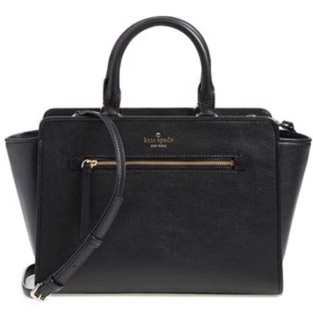 KATE SPADE New York Grove Street Satchel Pebble Leather, Black Cross Body purse